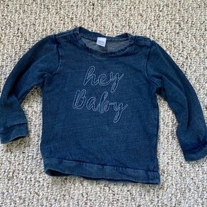 Nordstrom Baby sweatshirt 18 months “Hey Baby” washed blue color